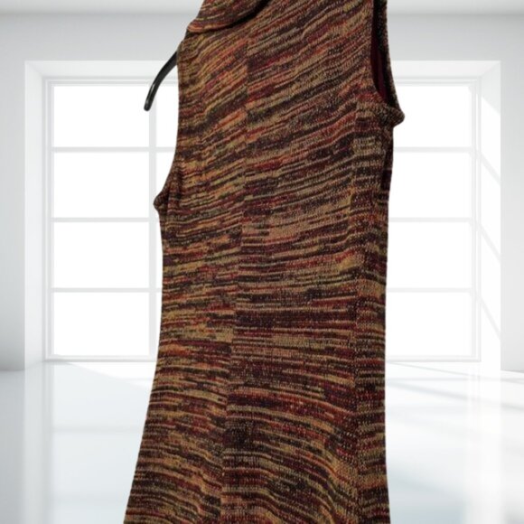 Ruby Rox XS Earthtone Striped Cowl Neck Bodycon Sheath Knit Dress - Picture 7 of 13